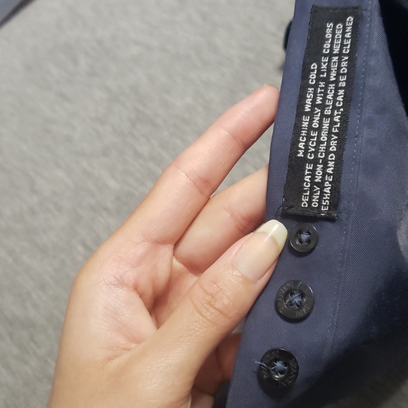 Vintage BRANDINI Men's Navy Blue Button Up Collared Long Sleeved Dress Shirt - Picture 7 of 8